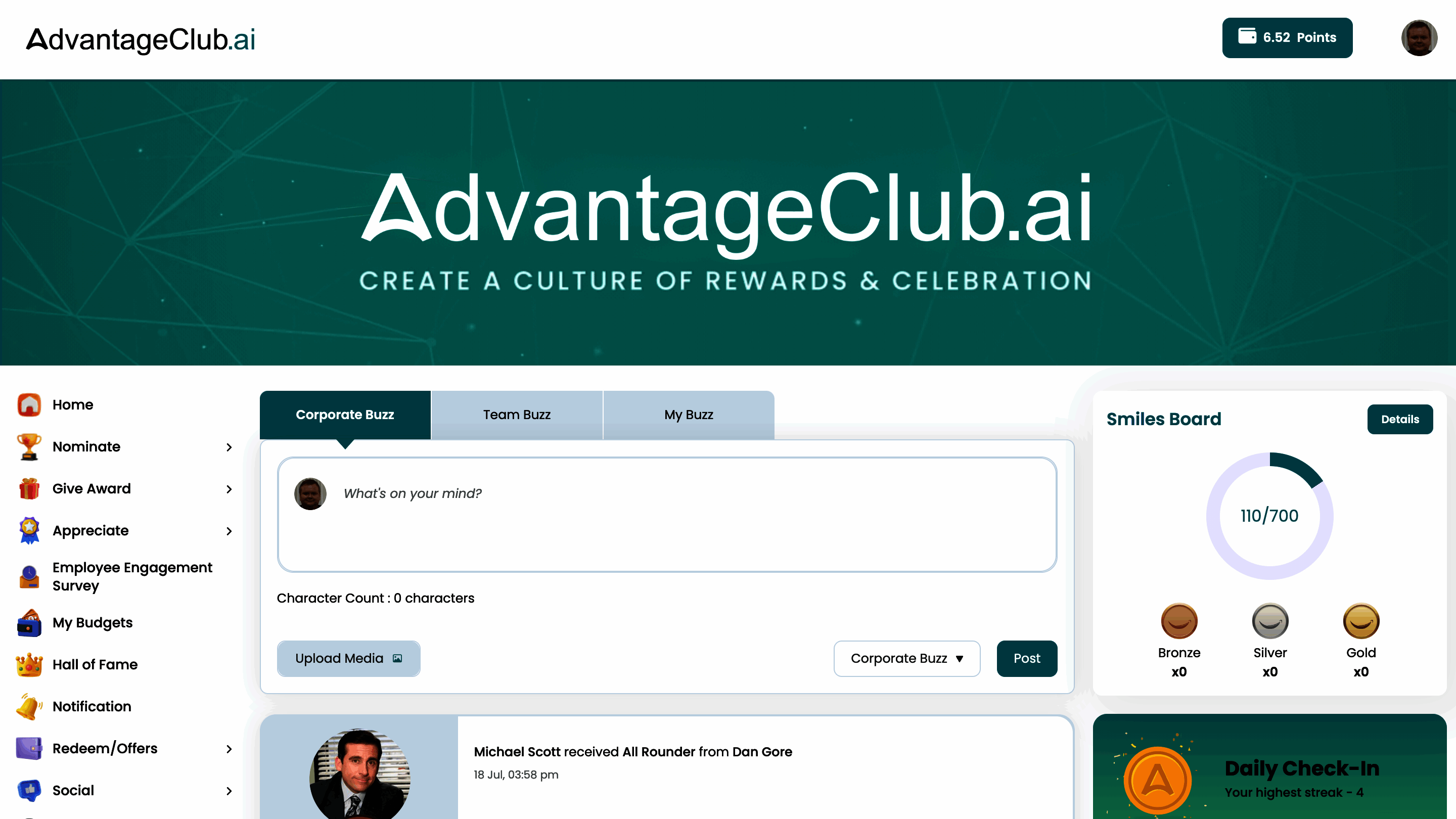 Advantageclub Ai Corporate Buzz Feed Screenshot