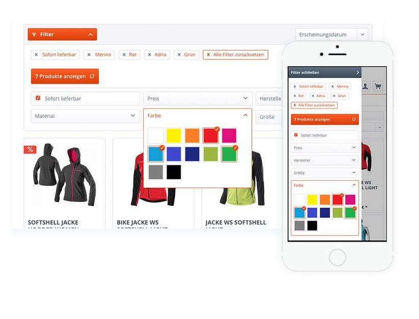 Shopware Product Filter Options Screenshot